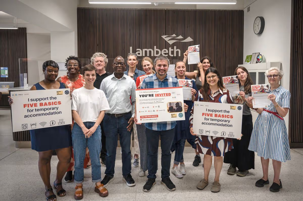 Campaigners from the Five Basics Campaign at Lambeth Council