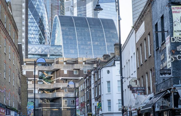 London skyscrapers from petticoat lane