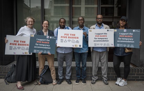 Members of the Fix the Five Basics campaign at an action at Ealing Council