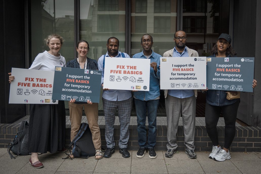 Members of the Fix the Five Basics campaign at an action at Ealing Council