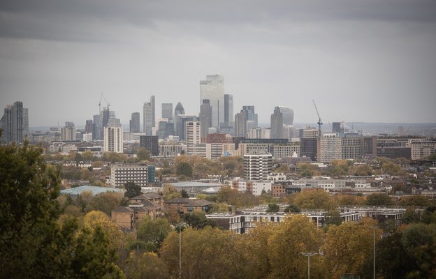 London Skyline from Parliament Hill on a cloudy day